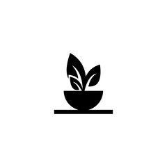 Fototapeta na wymiar Plant vase black icon. plant on a white background, flat style.