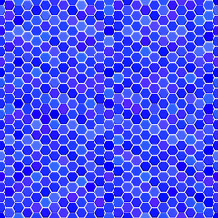 Seamless vector pattern of blue honeycomb mosaic. Blue hexagon tiles background. Print for wrapping, backgrounds, fabric, packaging, scrapbooking.