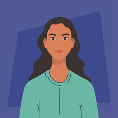 pretty young woman on blue background vector illustration design