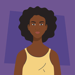woman african character, in pueple background vector illustration design