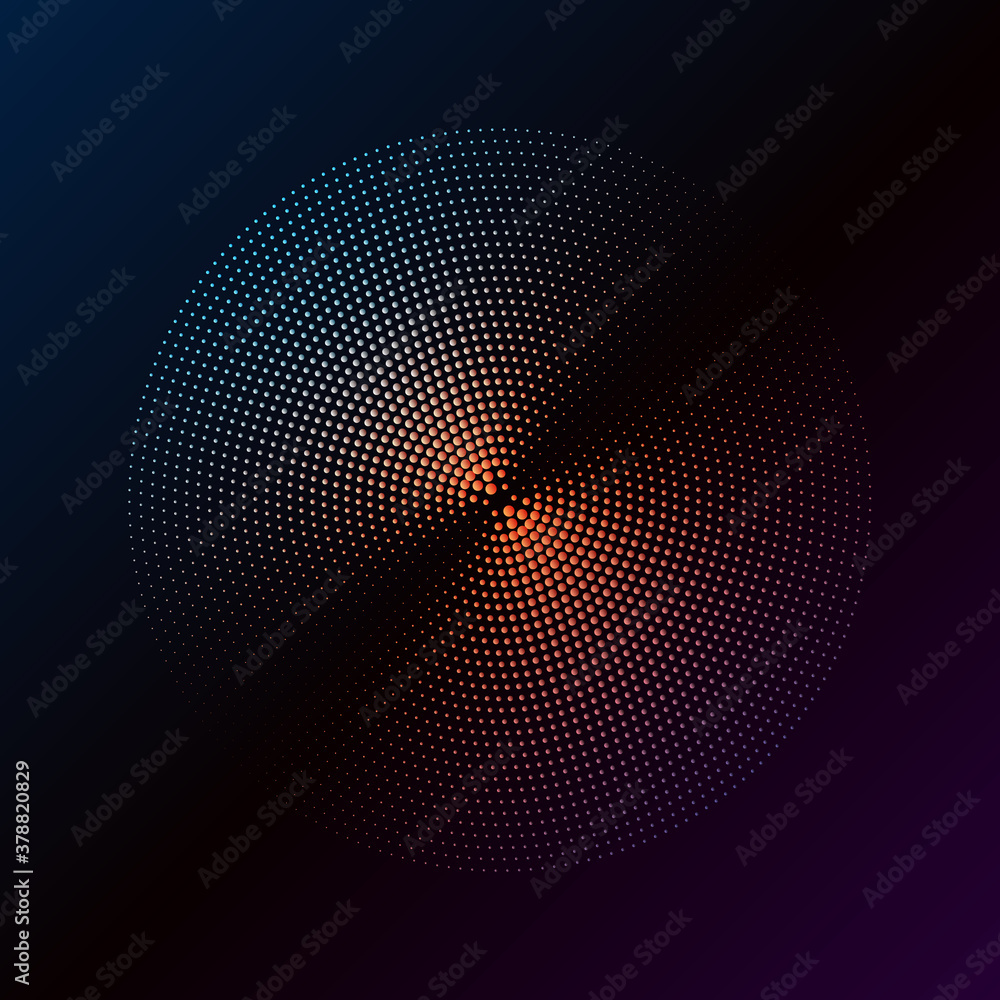 Poster Abstract dotted vector background. Halftone effect with color dots