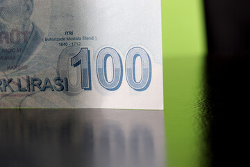 close-up  Turkish paper money detail 