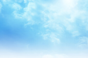 Blue sky with white cloud. The summer heaven is colorful clearing day Good weather and beautiful nature in the morning.