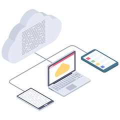 
Isometric icon of cloud technology vector 
