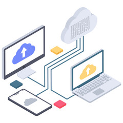 
Isometric icon of cloud technology vector 

