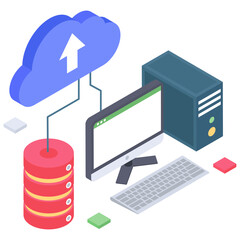 
Isometric icon of cloud technology vector 

