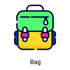 school bag flat line icon