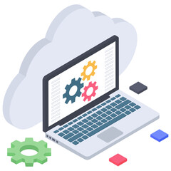 
Isometric icon of cloud technology vector 
