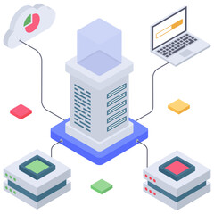 
Isometric icon of cloud technology vector 
