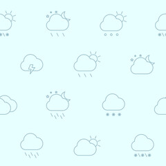 Weather - Vector background (seamless pattern) of snow, storm, rain, cloud, sunny, wind and moon for graphic design
