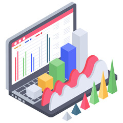 
Online data infographic isometric icon 
