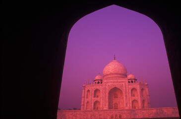 Fototapeta na wymiar Facade of a monument, Taj Mahal, Agra, Uttar Pradesh, India 