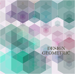 Vector abstract geometric background. Green and pink hexagon shape