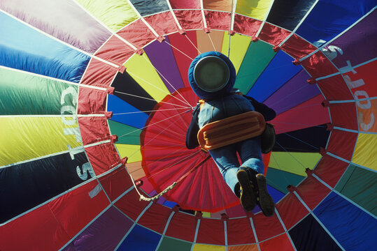 Low angle view of a person parachuting 