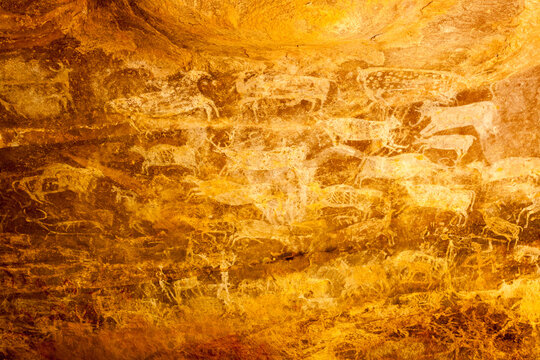 Archeological pre-historic human cave paintings in India