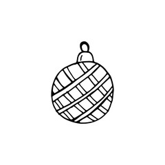 Doodle Christmas tree toys. Hand-drawn illustration. Vector image for web, cards, congratulations, posters, textiles, backgrounds.