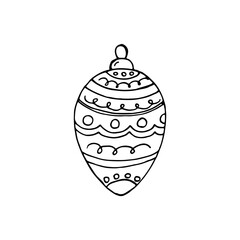 Doodle Christmas tree toys. Hand-drawn illustration. Vector image for web, cards, congratulations, posters, textiles, backgrounds.