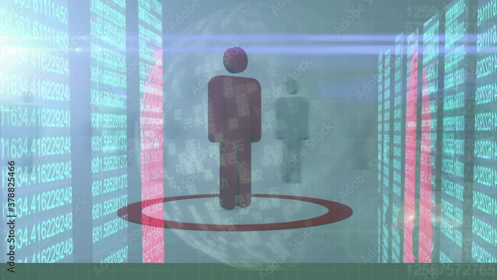 Aufkleber multiple digital human icons against data processing