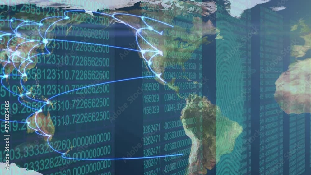 Poster world map against data processing
