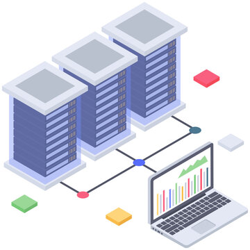 
Database technology  illustration in isometric vector 
