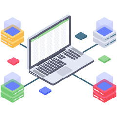 
Database technology  illustration in isometric vector 
