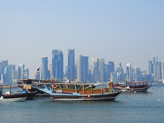 Fototapeta na wymiar Doha, Qatar skyscraper landscape view