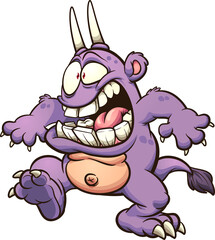Cartoon purple  monster with a shocked expression. Vector clip art illustration with simple gradients. All on a single layer.  © Memoangeles