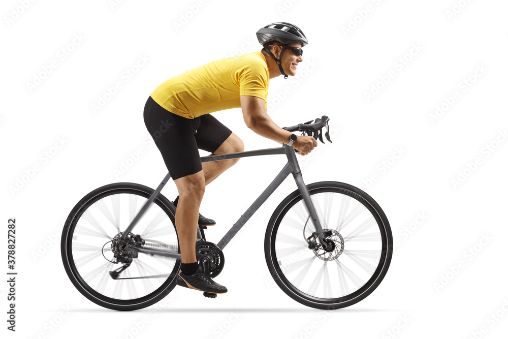 Canvas Prints Profile shot of a guy riding a road bike