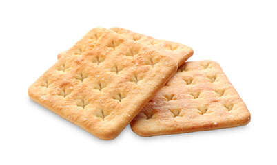 Crispy crackers isolated on white. Delicious snack