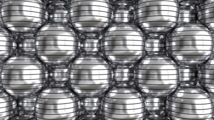 cut metal spheres 3d render 