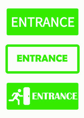 Set of exit and entry signs, white and green, isolated on a white background, vector graphics. Emergency exit doors. direction arrow sign. green. illustration of security