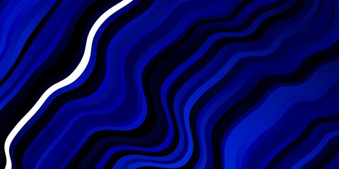 Dark BLUE vector pattern with curved lines. Colorful illustration, which consists of curves. Pattern for websites, landing pages.