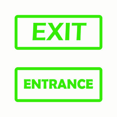 Set of exit and entry signs, white and green, isolated on a white background, vector graphics. Emergency exit doors. direction arrow sign. green. illustration of security