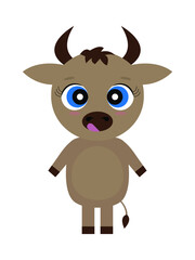 cartoon Bull -a symbol of the New year 2021. Vector stock illustration