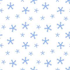 Snowflake seamless pattern Christmas winter holidays hand drawn symbol of end of the year family celebration, festive mood simple pattern, invitation, clipart, repeat ornament for print