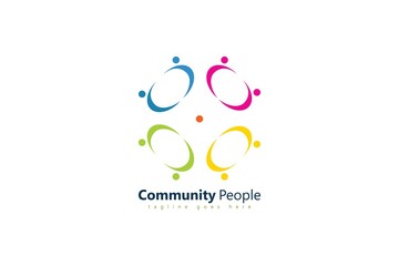 Abstract People Logo. Silhouette Shape Human Character Family and community Symbol isolated on White Background. Flat Vector Logo Design Template Element