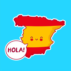 Cute happy funny Spain map and flag character © svtdesign