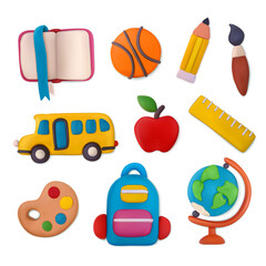 Plasticine School Objects Set
