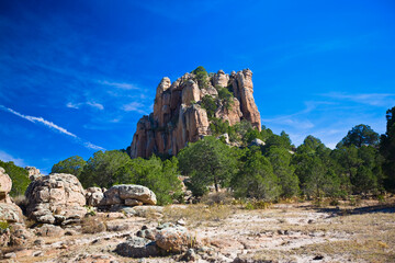 Low angle view of a rock formation, Sierra De Organos, Sombrerete, Zacatecas State, Mexico