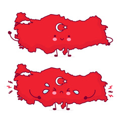 Cute happy and sad funny Turkey map