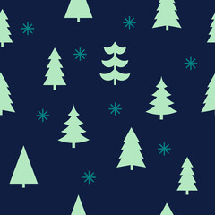 Abstract Christmas seamless pattern with decorative Christmas tree. Print for greeting cards, fabric or wrapping paper designs.  Eps 10 vector illustration.
