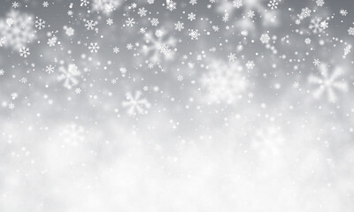 Fototapeta premium Christmas snow. Falling snowflakes on dark background. Snowfall. Vector illustration