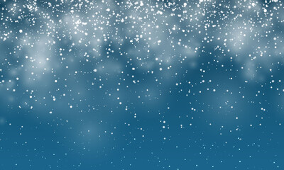 Naklejka na ściany i meble Christmas snow. Falling snowflakes on dark blue background. Snowfall. Vector illustration