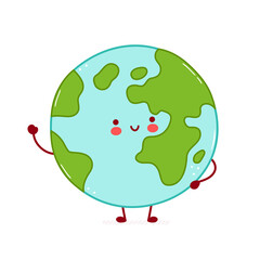Cute happy funny Earth planet character