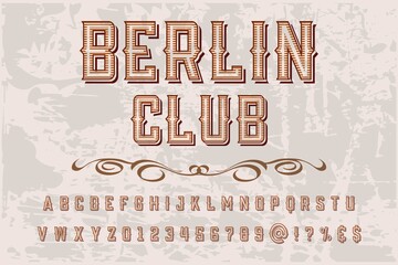 typeface vector design, classic lettering, vintage font, brown and white style background