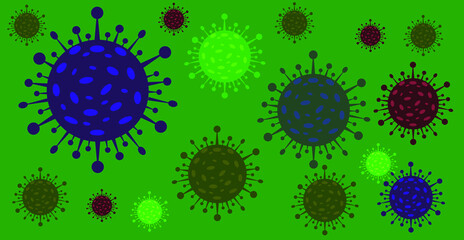 Coronavirus, vector banner, green background, editable format.