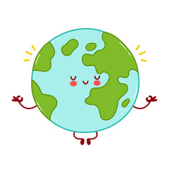 Cute happy funny Earth planet character