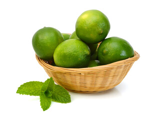 Fresh limes Isolated on white
