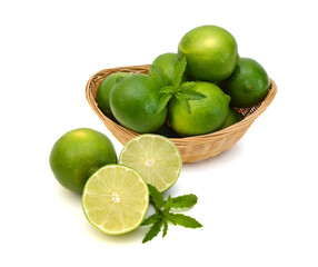 Fresh limes Isolated on white