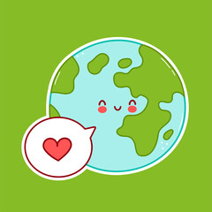 Cute happy funny Earth planet character